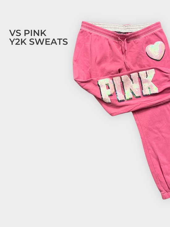 PINK Victoria's Secret Pants - PINK Y2K Sequin Logo Sweatpants Hot Pink Size M